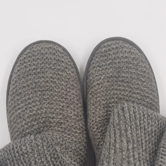 UGG Sweater Knit Foldover Boot Classic Grey Silver Warm Boho Casual Slouchy 8 - Picture 4 of 11